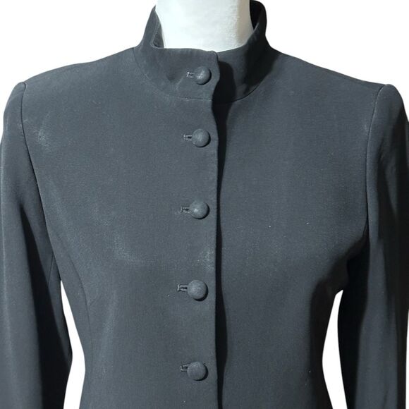 Lafayette 148 New York Black Cut out Trim Button Front Blazer Size 4 - Picture 4 of 9